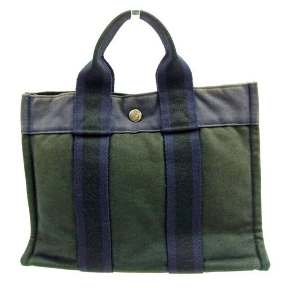 Hermes Tote bag Fourre Tout Black Navy Woman Authentic Used Y5967 - Picture 1 of 6